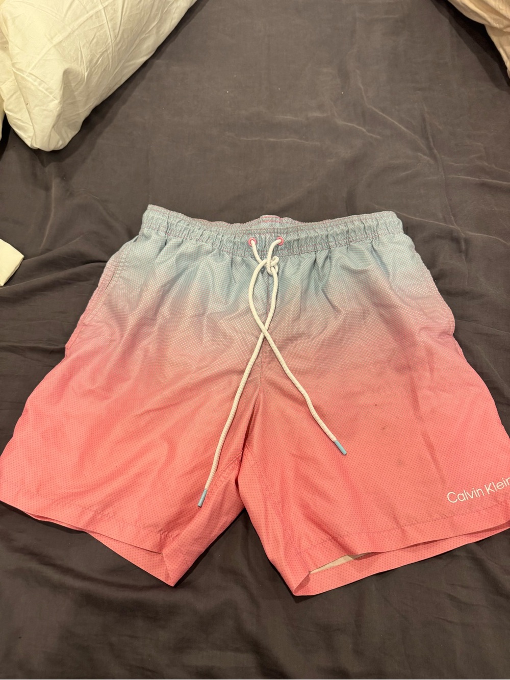 Calvin Klein Men’s Ombre Pink to Light Blue Athletic Shorts